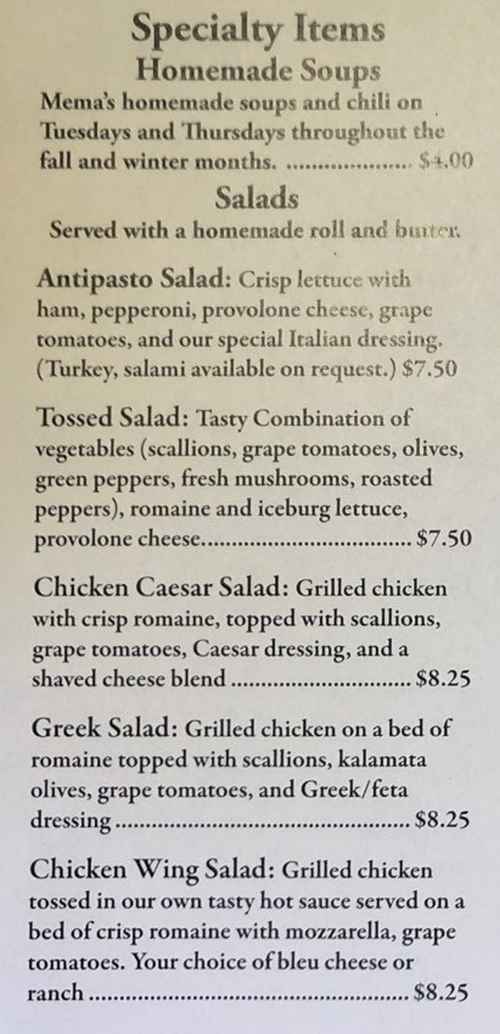 Page 5 of menu, Aniello's Pizzeria Corning, NY