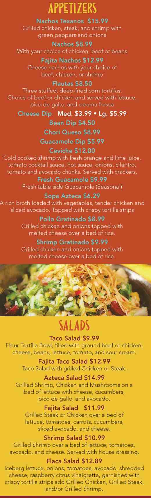 Page 1 of menu, Fiesta Brava Corning, NY