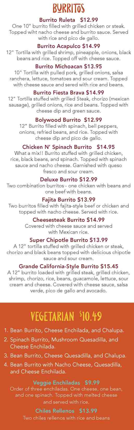 Page 2 of menu, Fiesta Brava Corning, NY