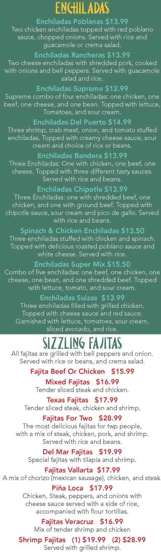 Page 4 of menu, Fiesta Brava Corning, NY