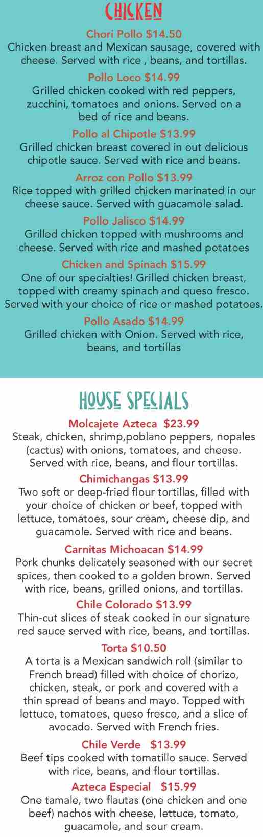 Page 5 of menu, Fiesta Brava Corning, NY